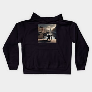 Pianist Playing The Piano Near The Amsterdam Canals Kids Hoodie